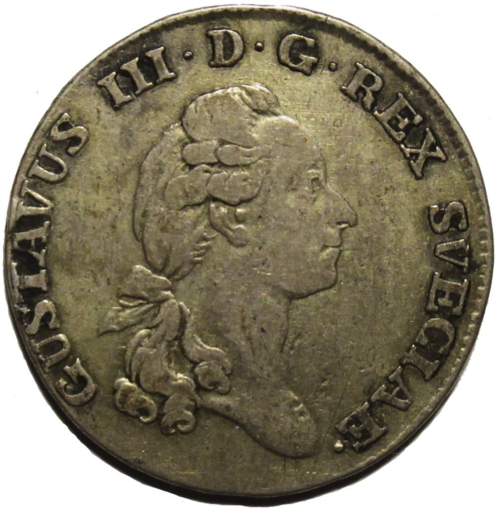 Sweden - Gustav III - 1/6 Riksdaler 1783 monnaies monde suede sweden gustav iii 1 6 riksdaler 1783