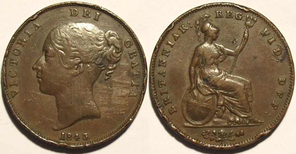 Victoria - One Penny 1843 - Kingdom of Great Britain monnaies monde royaume uni victoria one penny 1843 kingdom of great britain