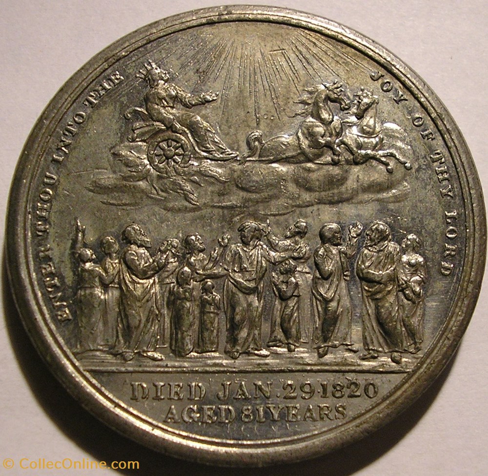 George III - Death of King Medal 1820 Prophet Elijah, Matthew 25:21 - Great Britain 5 medailles royaume uni george iii death of king medal 1820 prophet elijah matthew 25 21 great britain