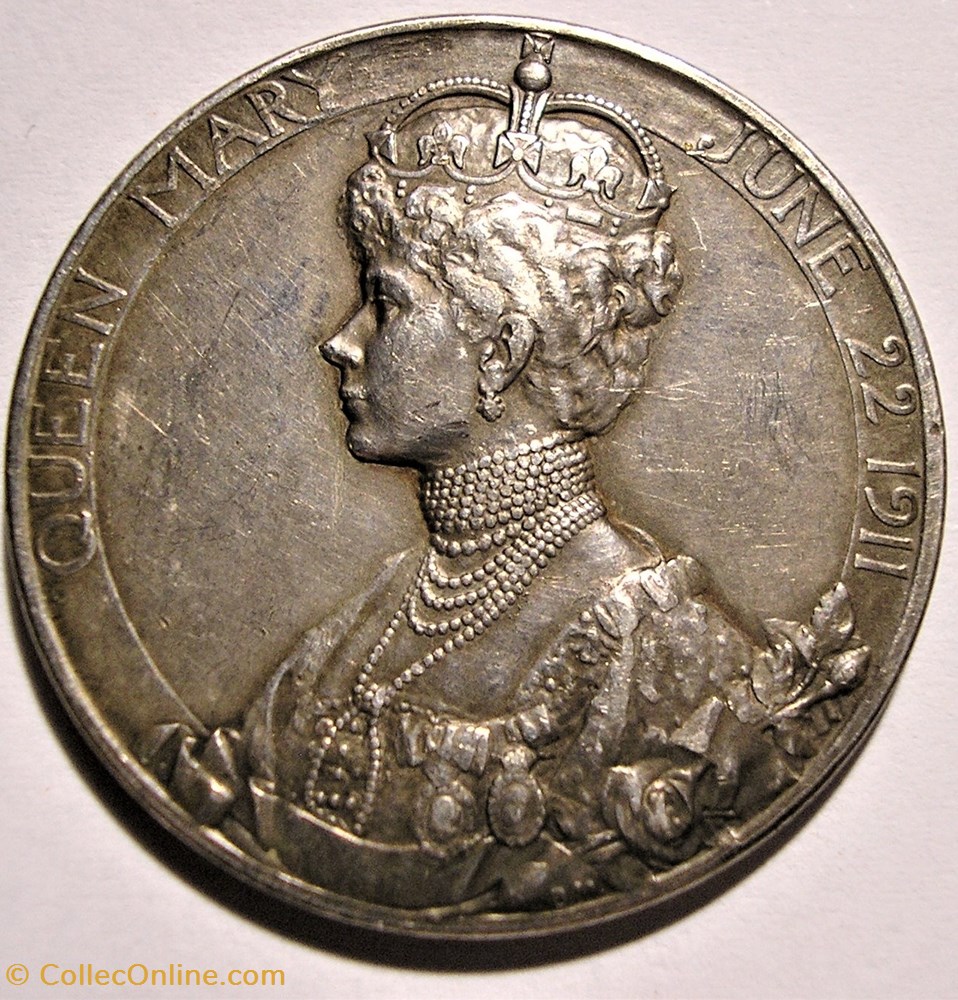 medaille royaume uni george v mary 1911 coronation official silver medal uk