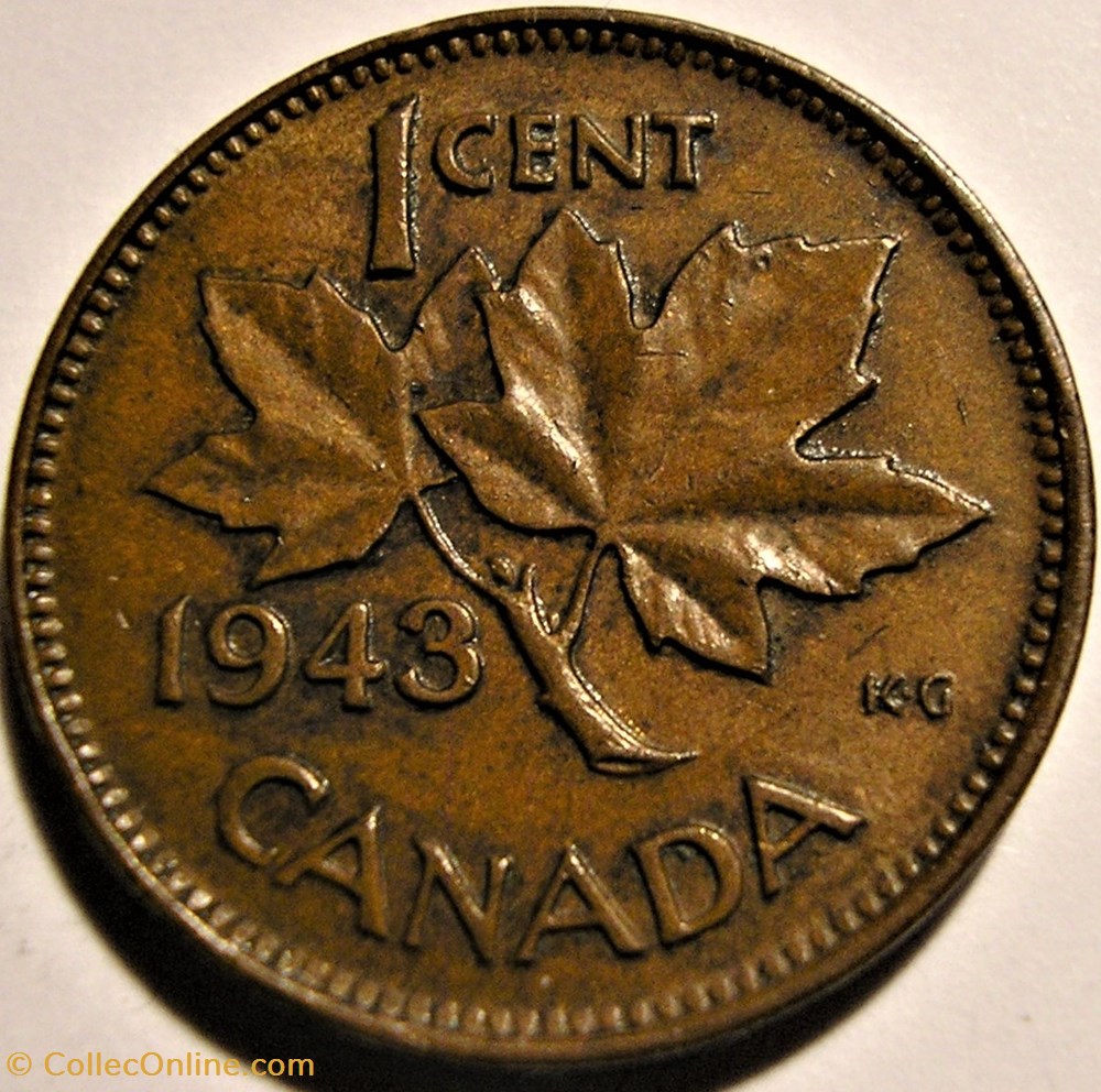 George VI - 1 Cent 1943 - Error 2 monnaie monde canadum george vi 1 cent 1943 error