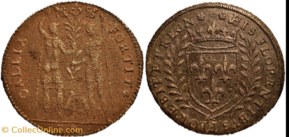 Henri III ou IV - Gallia Fortit - Jeton de Nuremberg monnaies paranumismatique jetons poids henri iii ou iv gallia fortit jeton de nuremberg