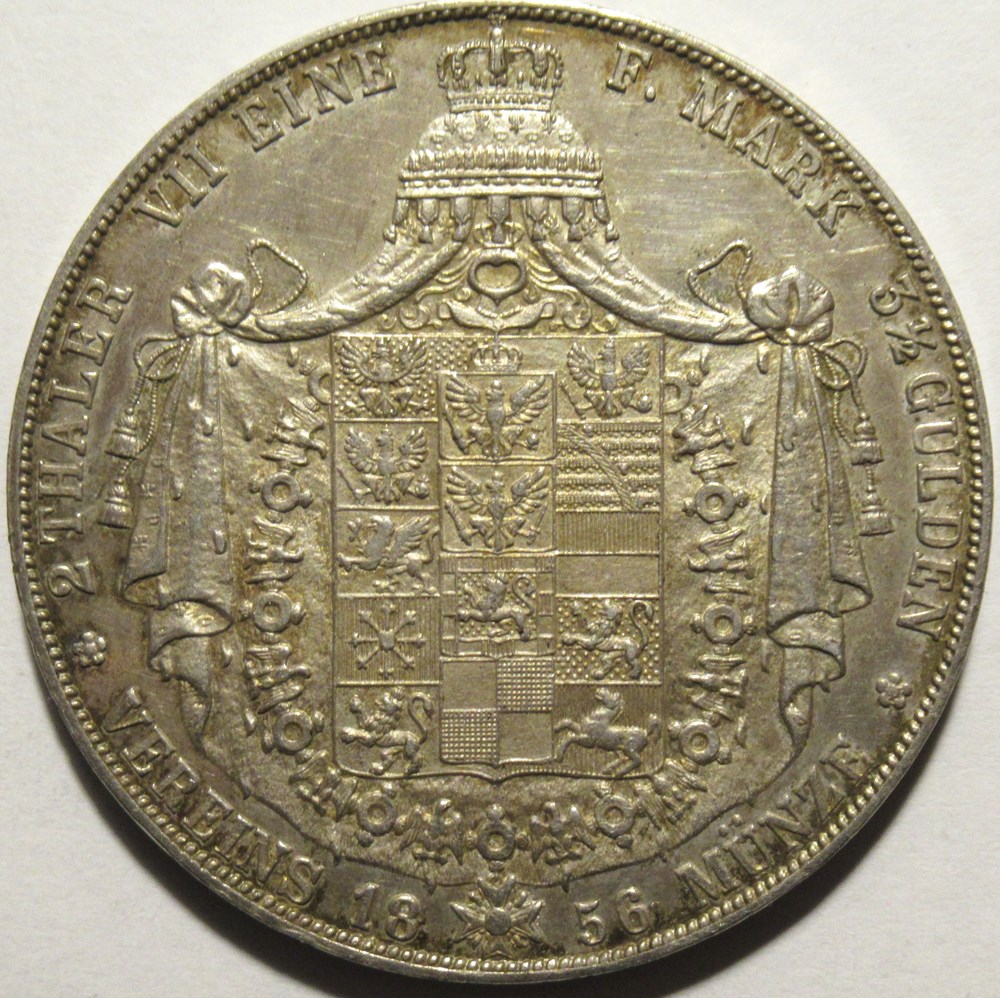 monnaies europe medievale saint empire romain germanique friedrich wilhelm iv 2 reichsthaler 1856 berlin kingdom of prussia