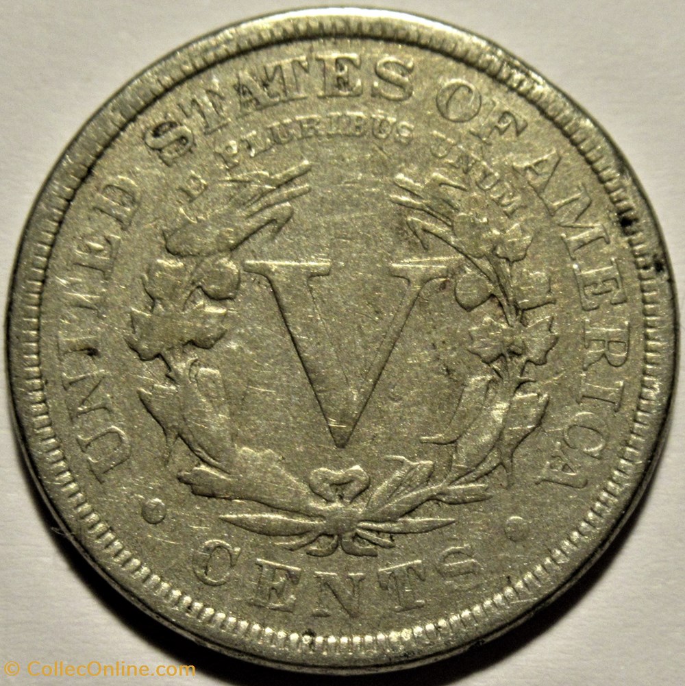 1889 5 Cents (ex.3) 2 monnaies monde etats unis 1889 5 cents ex 3