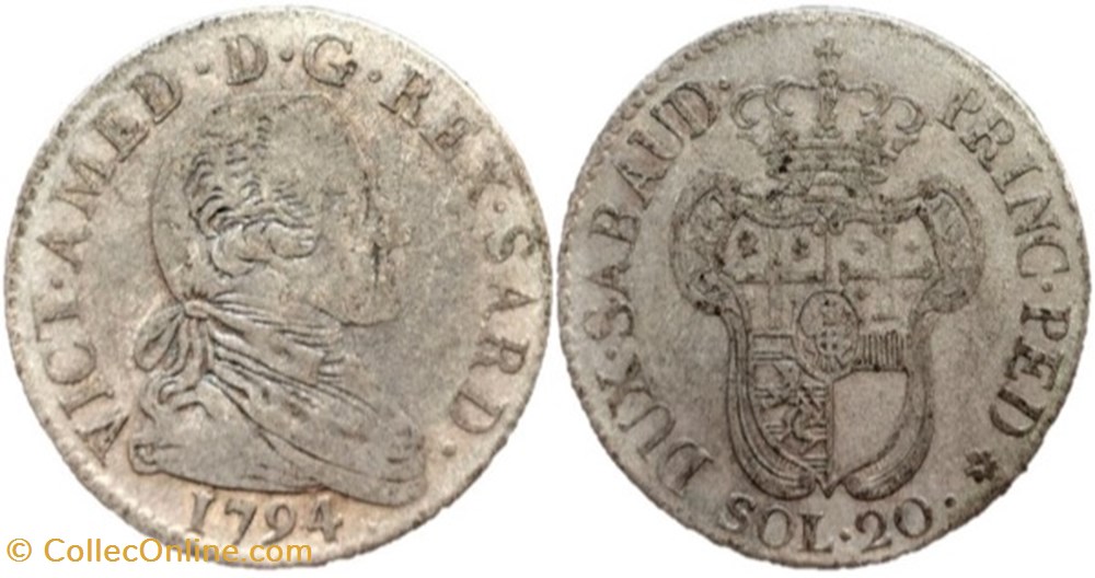 1794 Royaume de Sardaigne, 20 Soldi - Victor-Amédée III de Savoie monnaies monde italie 1794 royaume de sardaigne 20 soldi victor amedee iii de savoie