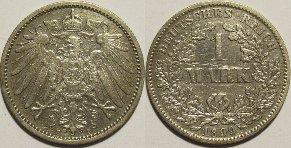 monnaies monde allemagne wilhelm ii 1 mark 1899 stuttgart german empire