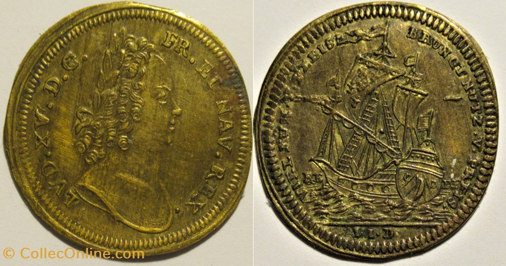 c.1715, Louis XV - Rechenpfennig de Dietzel, Navire monnaies paranumismatique jetons poids c 1715 louis xv rechenpfennig de dietzel navire