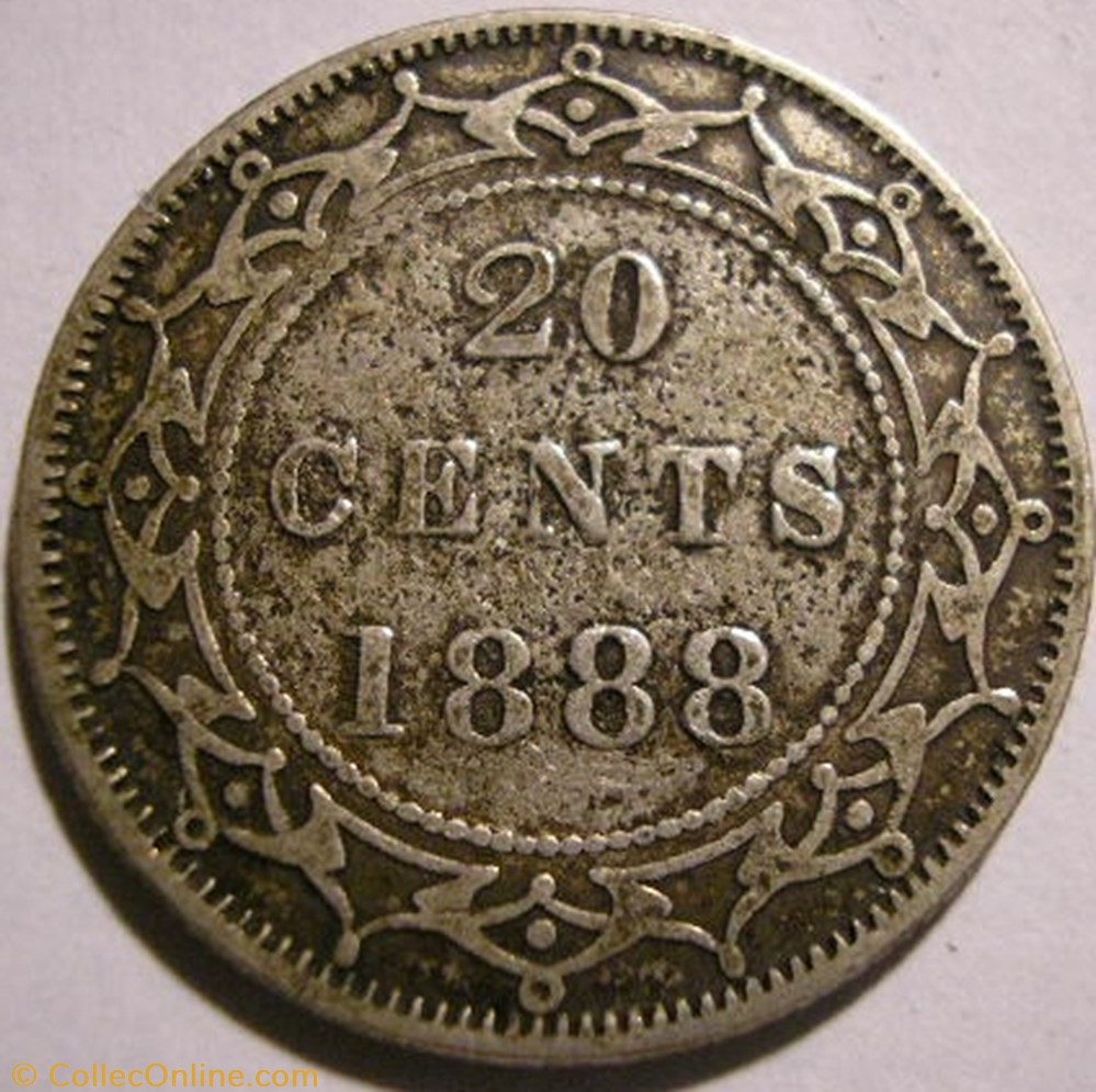 Victoria - 20 Cents 1888 Newfoundland monnaie monde canadum victoria 20 cents 1888 newfoundland
