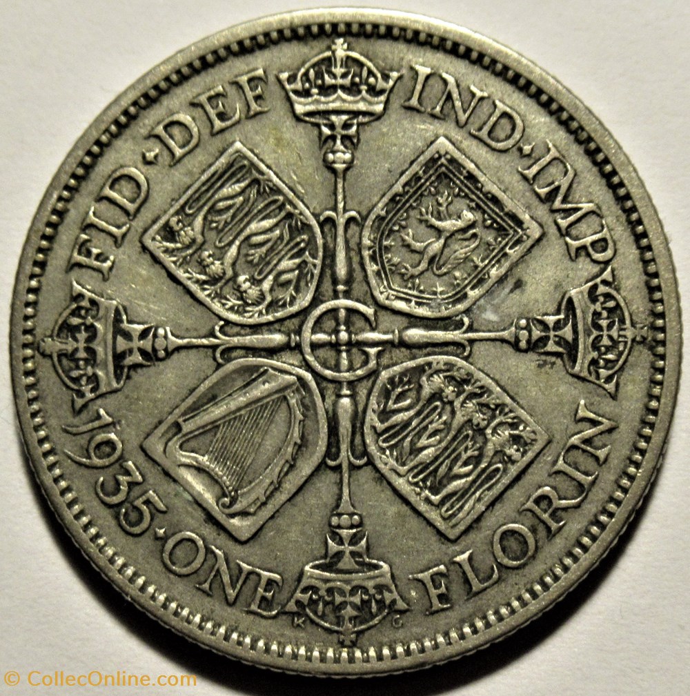 George V - One Florin 1935 - Great Britain (ex.2) monnaies monde royaume uni george v one florin 1935 great britain ex 2