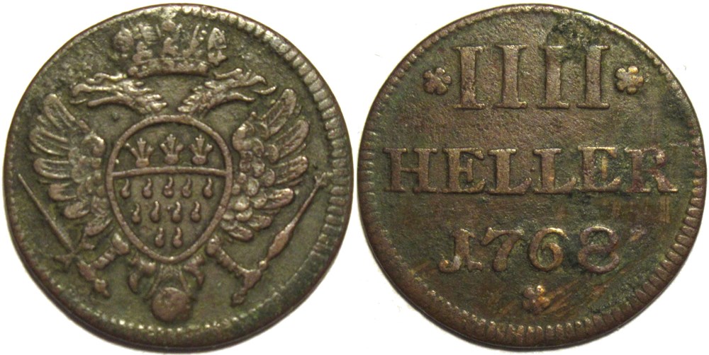 monnaies europe medievale a saint empire romain germanique free city of cologne 4 heller 1768 2