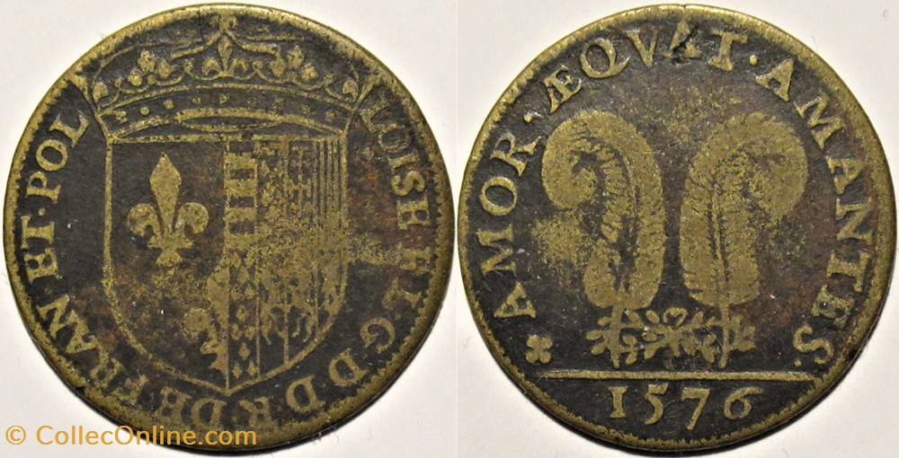 Jeton 1576 - Louise de Lorraine-Vaudémont, reine de France monnaies paranumismatique jetons poids jeton 1576 louise de lorraine vaudemont reine de france