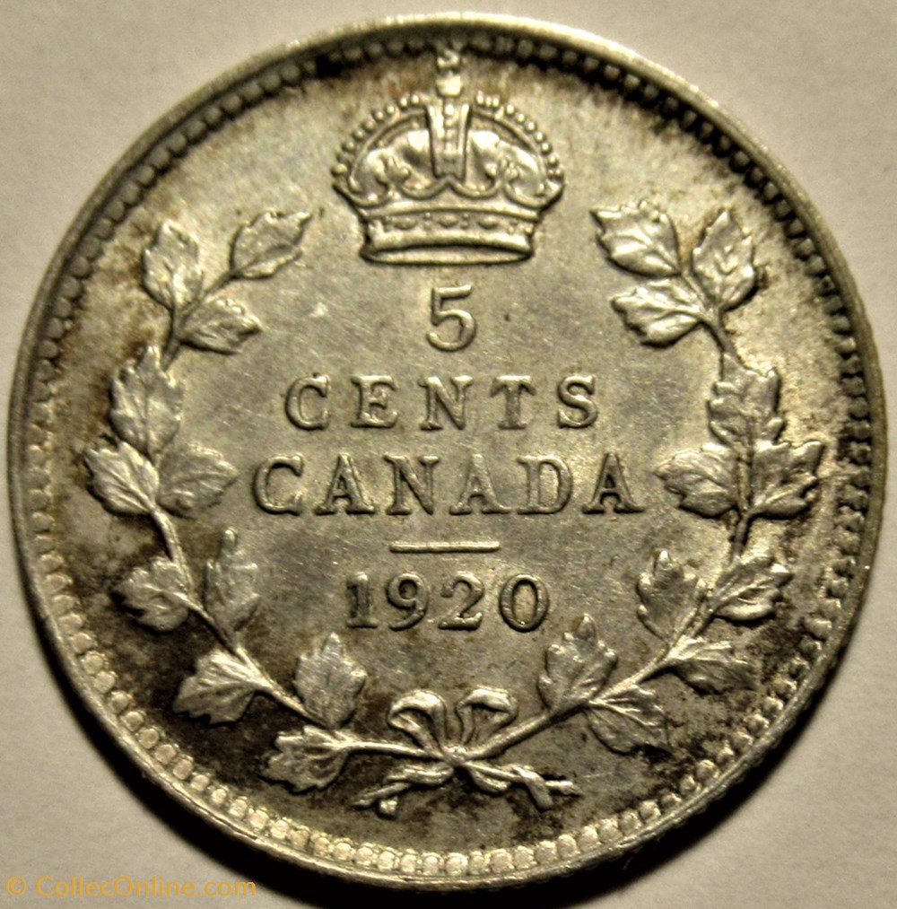George V - 5 Cents 1920 (ex.2) 3 monnaies monde canada george v 5 cents 1920 ex 2