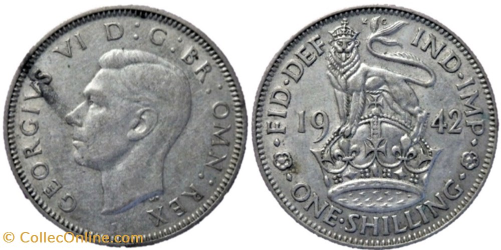 monnaies monde royaume uni george vi one shilling 1942 england