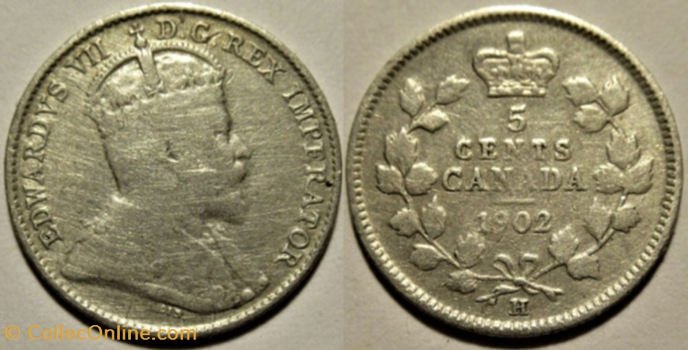 Edward VII - 5 Cents 1902 Heaton monnaies monde canada edward vii 5 cents 1902 heaton