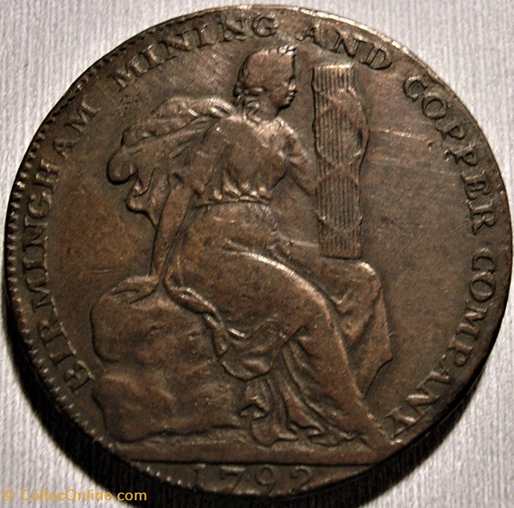 1792 HalfPenny - Mining & Copper Co - Birmingham, Warwickshire (ex.3) monnaies monde royaume uni 1792 halfpenny mining copper co birmingham warwickshire ex 3