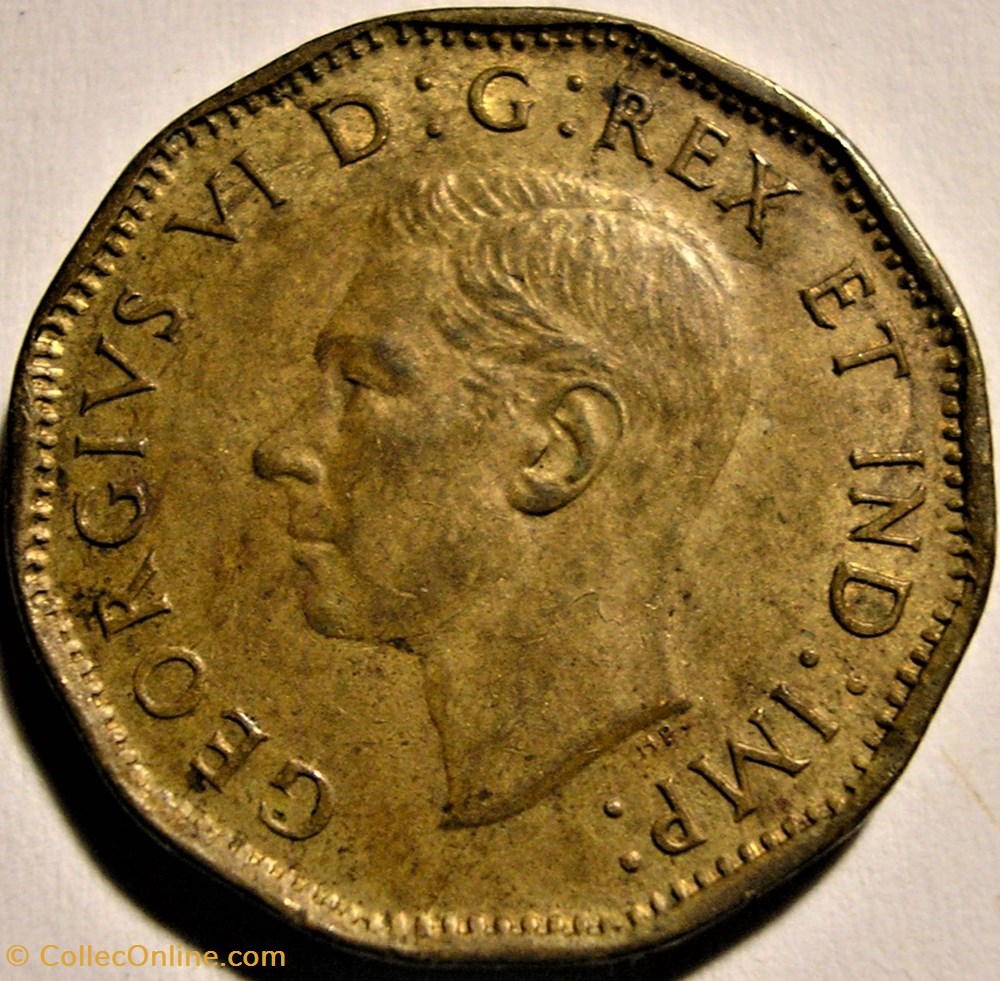 George VI - 5 Cents 1943 Victory (ex.3) monnaie monde canadum george vi 5 cents 1943 victory ex 3