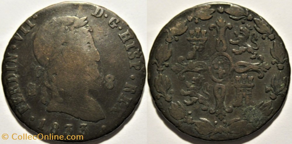 1833 Segovia 8 Maravedis - Fernando VII de España monnaies monde espagne 1833 segovia 8 maravedis fernando vii de espana