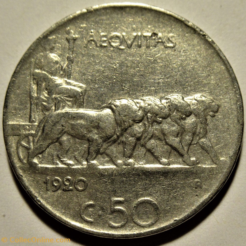 1920 Royaume d'Italie, 50 Centesimi, Roma - Vittorio Emanuele III 3 monnaies monde 1920 royaume italie 50 centesimi roma vittorio emanuele iii
