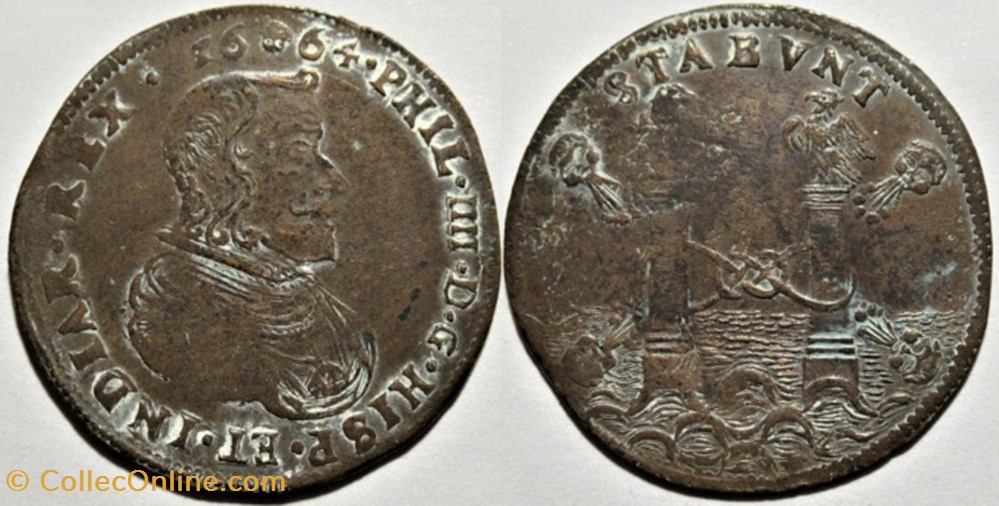 1664 Brussels, Spain & Austria Alliance Token - Felipe IV of Spain monnaies europe medievale pays bas espagnols 1664 brussels spain austria alliance token felipe iv of spain