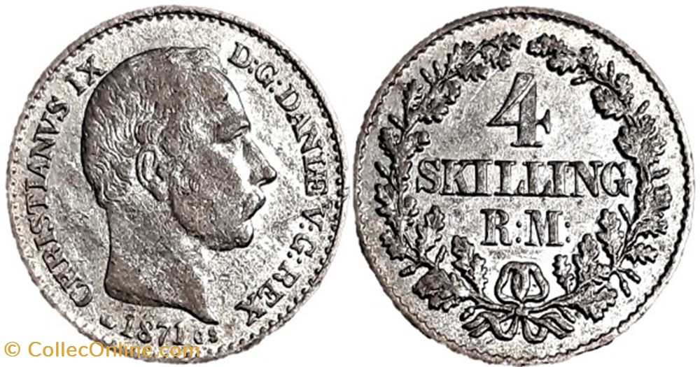 monnaies monde danemark christian ix denmark 4 skilling rigsmont 1871