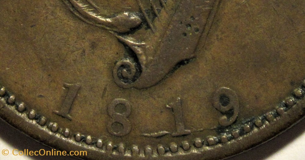 1819 One Penny Token, Ireland - King George III 4 monnaies jetons mereaux 1819 one penny token ireland king george iii