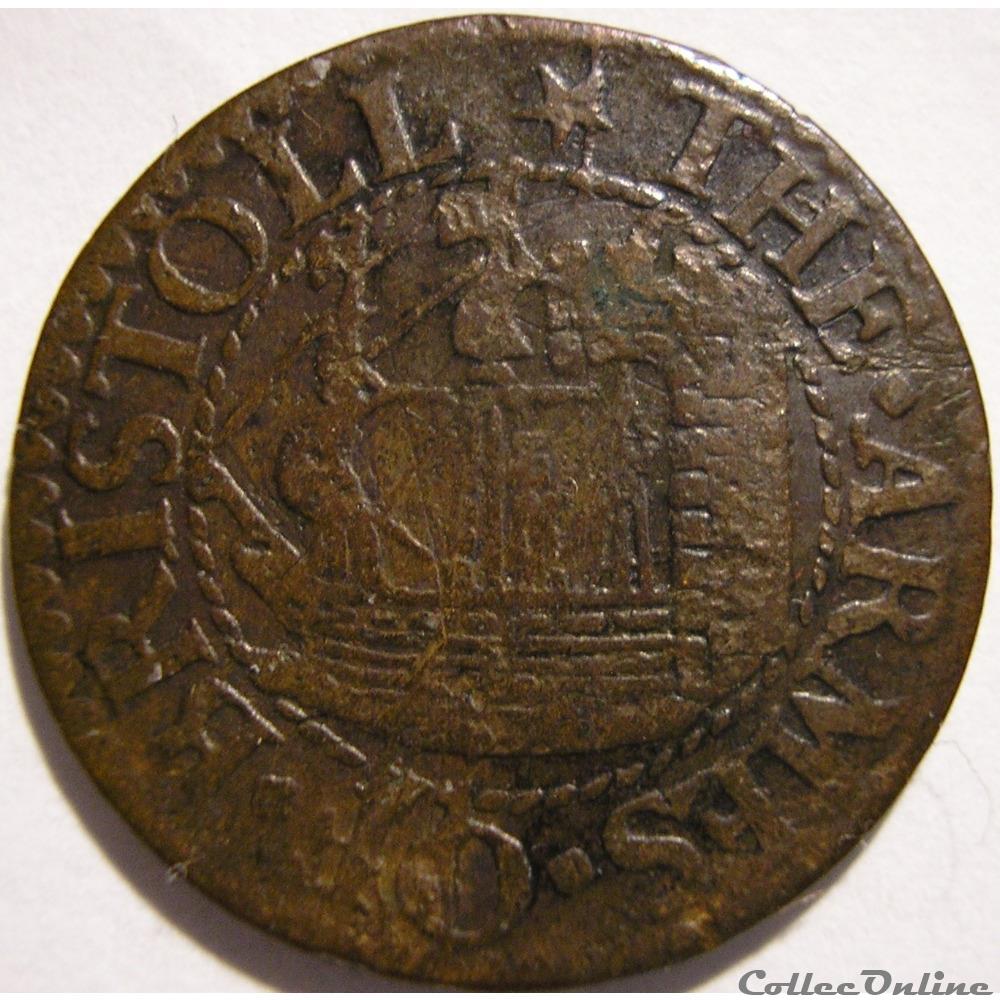 1652 Farthing - Bristol Town, Gloucestershire, England monnaie monde royaume uni 1652 farthing bristol town gloucestershire england
