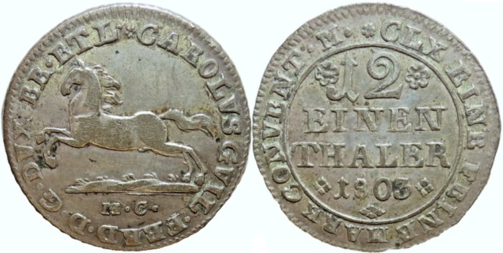 Karl II Wilhelm Ferdinand- 1/12 Thaler 1803 & 1806 - P. Brunswick-Wolfenbüttel (2) monnaies monde allemagne karl ii wilhelm ferdinand 1 12 thaler 1803 1806 p brunswick wolfenbuttel 2