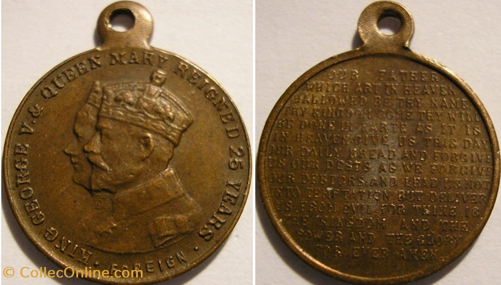 medaille royaume uni george v mary silver jubilee medallion lors prayer uk