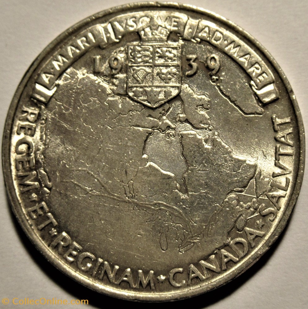 George VI & Elizabeth - 1939 Royal Visit Canada, Silver Medal, UK 3 monnaies jetons mereaux george vi elizabeth 1939 royal visit canada silver medal uk