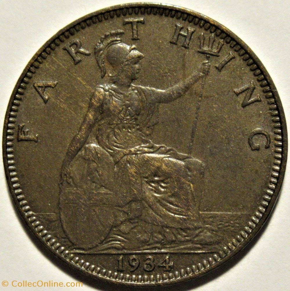 George V - Farthing 1934 - Great Britain 3 monnaies monde royaume uni george v farthing 1934 great britain