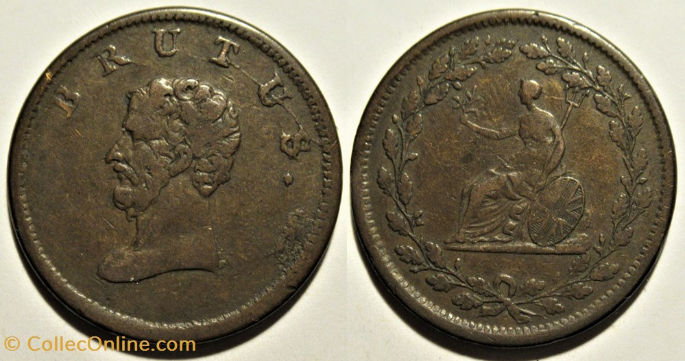 monnaies monde royaume uni 1809 1810 brutus halfpenny british copper company walthamstow var