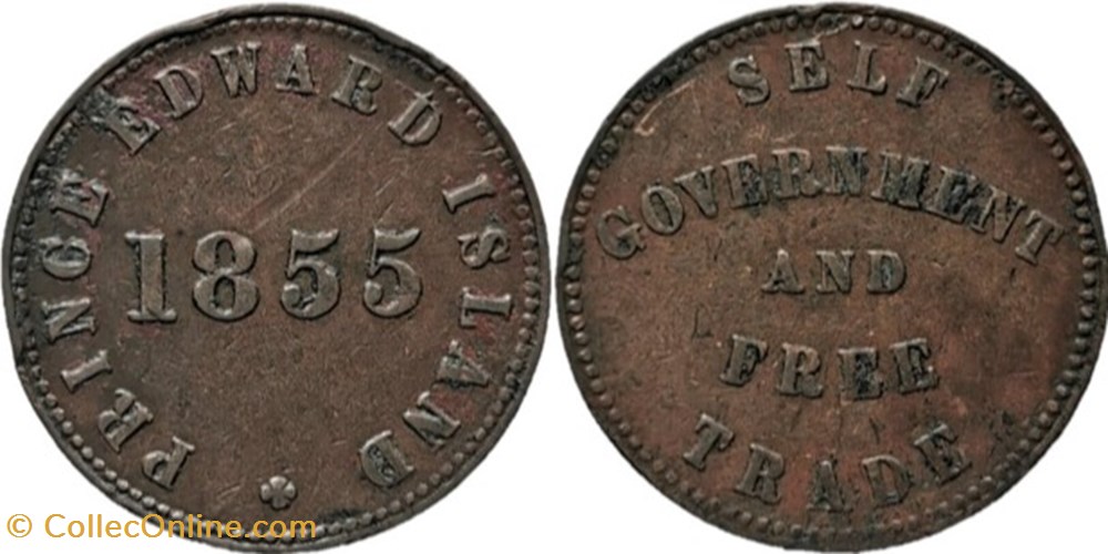 Prince Edward 1855 - HalfPenny Token Self Government monnaies monde canada prince edward 1855 halfpenny token self government