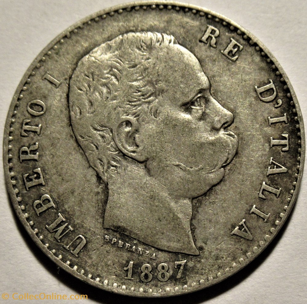 monnaies monde italie 1887 regno italia lira roma umberto i