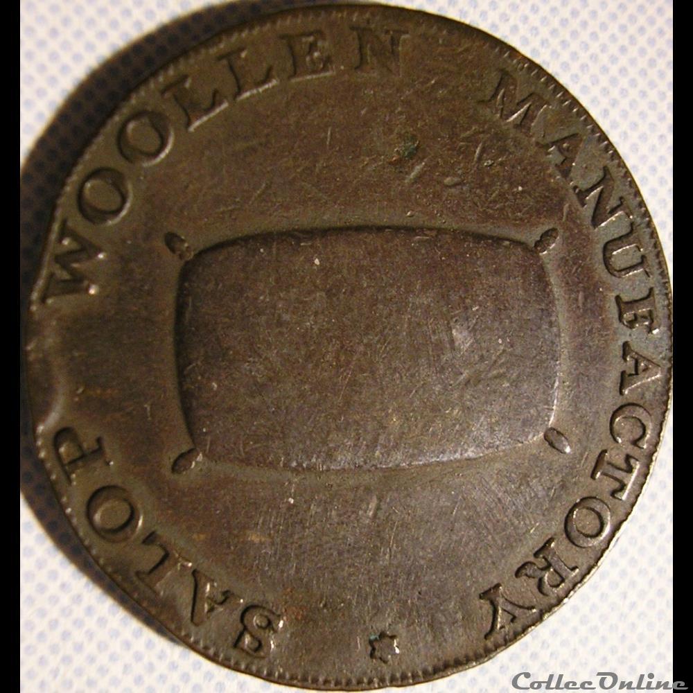 1794 HalfPenny - Shropshire, Shrewsbury / Woolpack monnaie monde royaume uni 1794 halfpenny shropshire shrewsbury woolpack