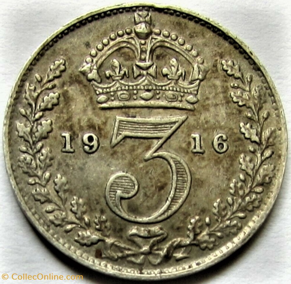 George V - 3 Pence 1916 - United Kingdom 3 monnaies monde royaume george v 3 pence 1916 united kingdom