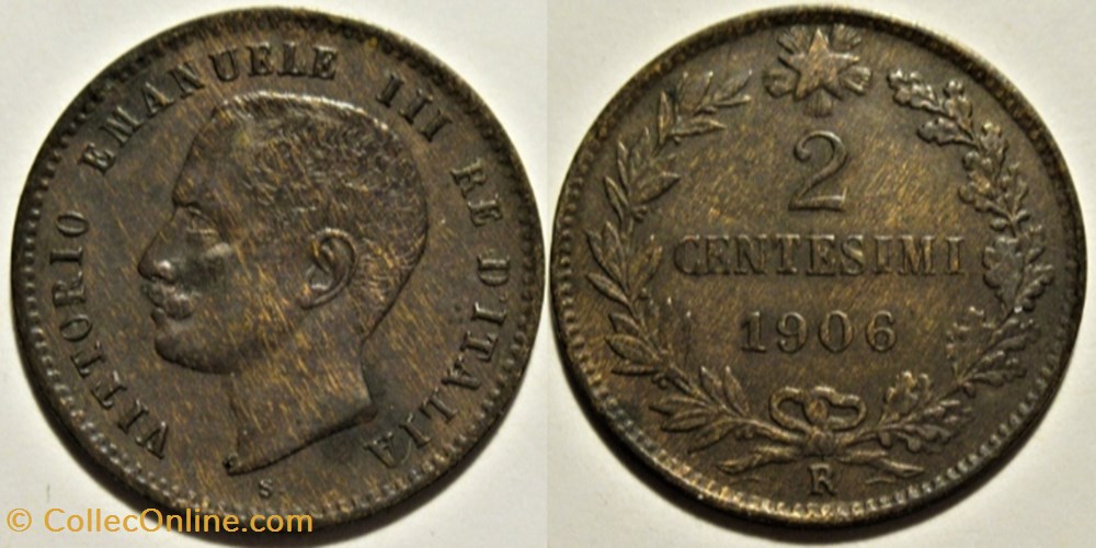 1906 Regno d'Italia, 2 Centesimi, Roma - Vittorio Emanuele III (ex.2) monnaies monde italie 1906 regno italia 2 centesimi roma vittorio emanuele iii ex 2