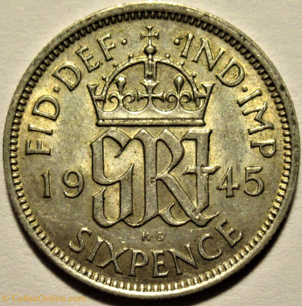 George VI - 6 Pence 1945 - Great Britain 3 monnaies monde royaume uni george vi 6 pence 1945 great britain