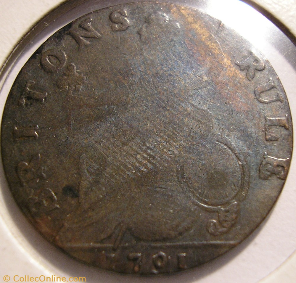 1791 G. Shakespear - Britons Rule - No Regal HalfPenny Token 2 monnaies monde royaume uni 1791 g shakespear britons rule no regal halfpenny token