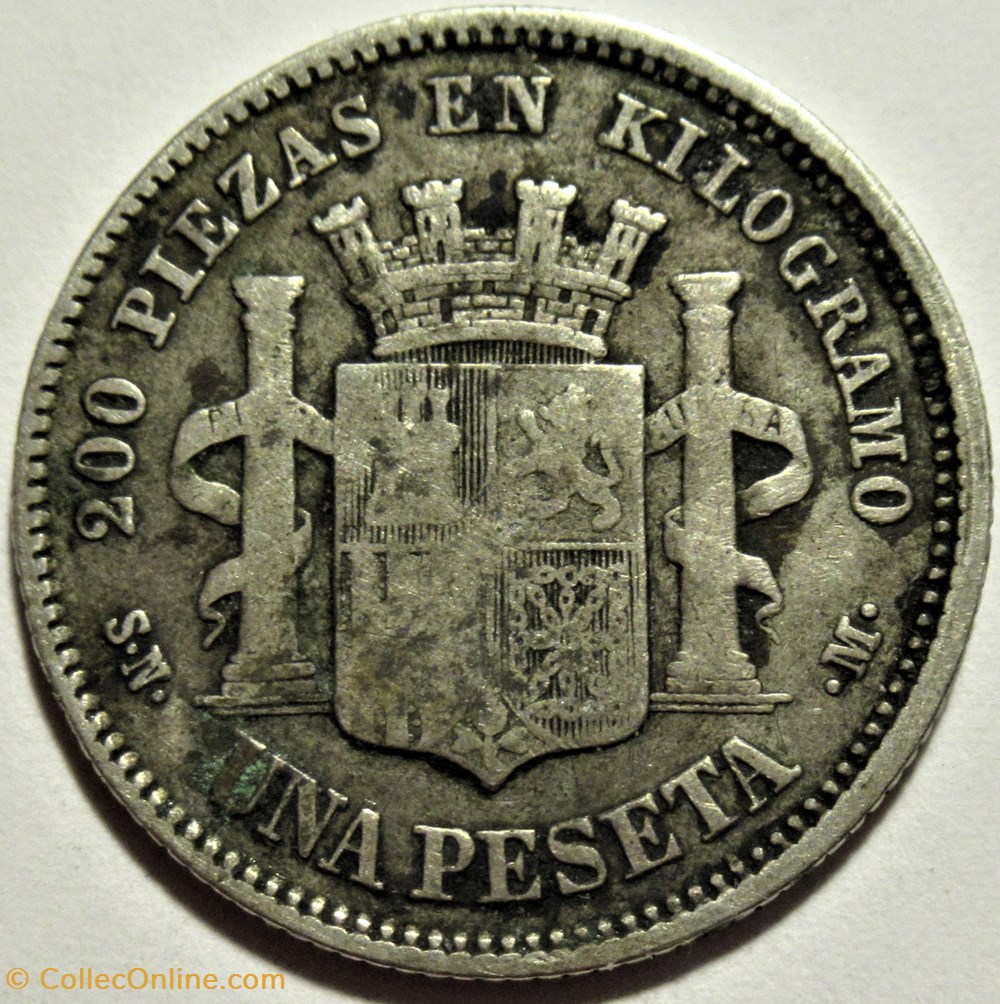 1869 - Peseta - Provisional Government of Spain 3 monnaies monde espagne 1869 peseta provisional government of spain