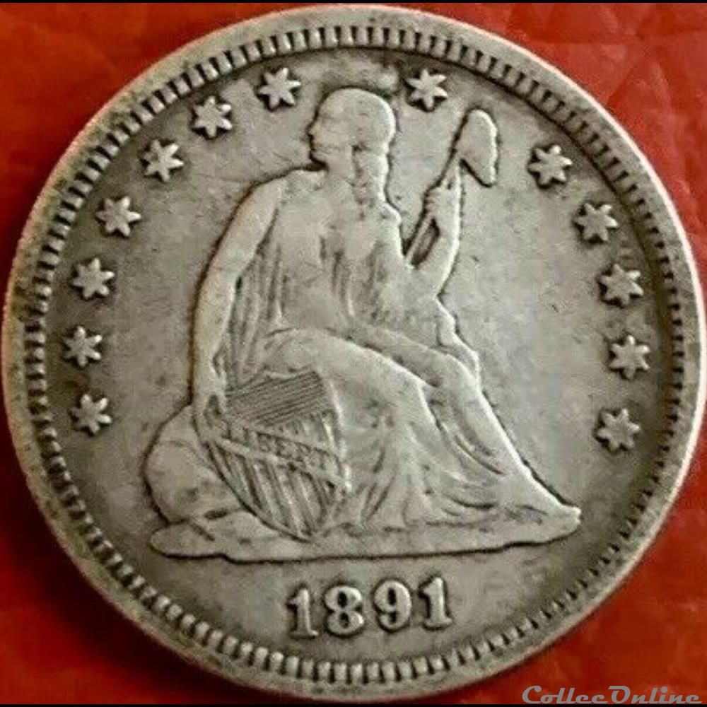 1891 Quarter Dollar - 25 Cents monnaie monde etat uni 1891 quarter dollar 25 cents