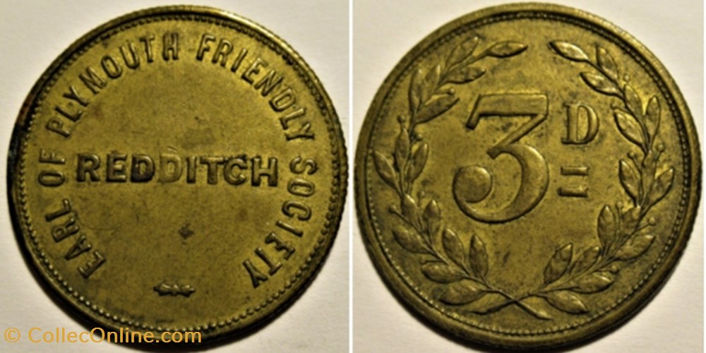 Three Pence Redditch Inn Token 19th. - Plymouth Society monnaies jetons mereaux three pence redditch inn token 19th plymouth society