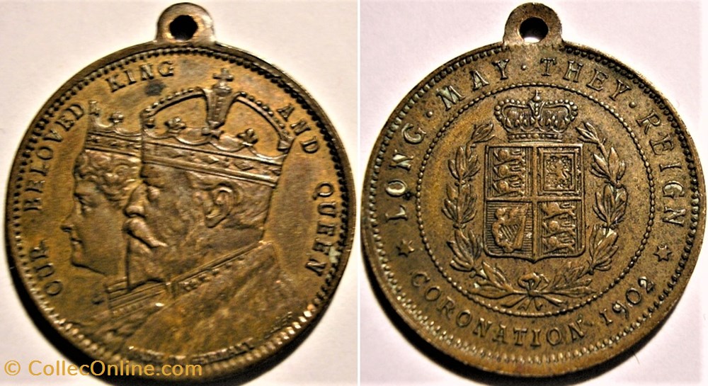 Edward VII & Alexandra - Medalet, Long May They Reign - UK medaille royaume uni edward vii alexandra medalet long may they reign uk