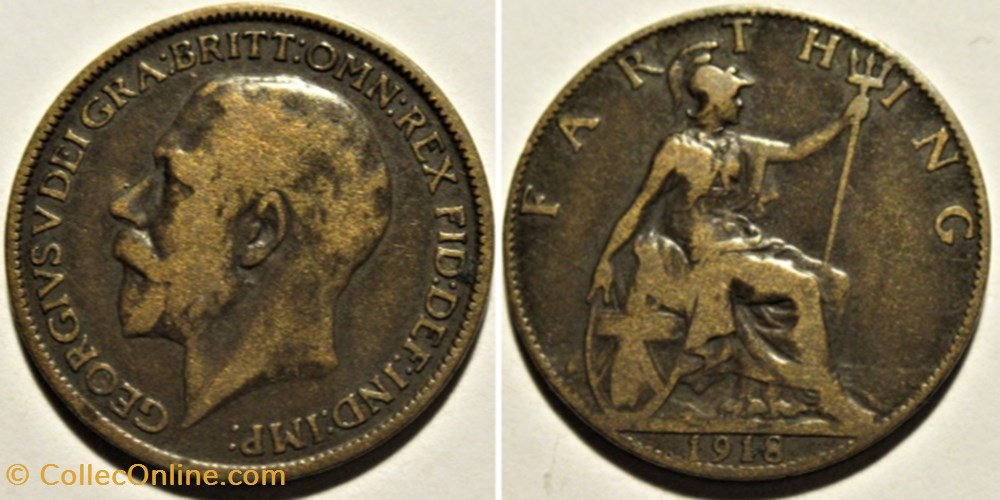 George V - Farthing 1918 - Great Britain monnaies monde royaume uni george v farthing 1918 great britain