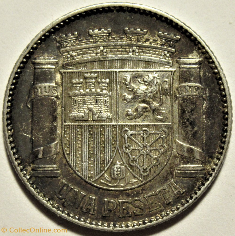 1933- Una Peseta - Second Republic of Spain 3 monnaies monde espagne 1933 una peseta second republic of spain