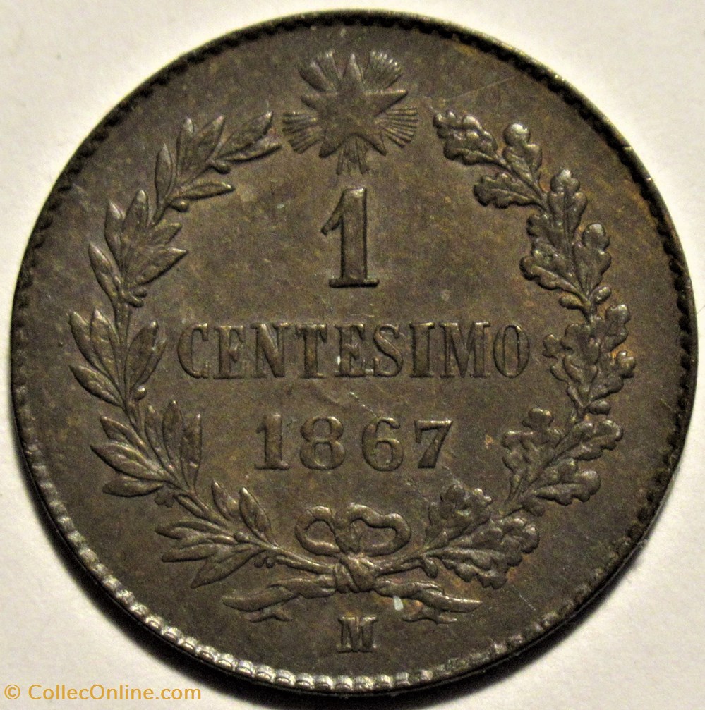 monnaies monde 1867 royaume italie centesimo milano vittorio emanuele ii die clash