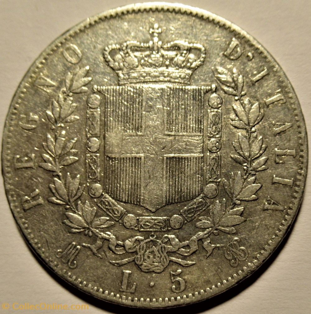 1871 Regno d'Italia - 5 Lire, Milano- Vittorio Emanuele II (ex.2) 3 monnaies monde italie 1871 regno italia 5 lire milano vittorio emanuele ii ex 2