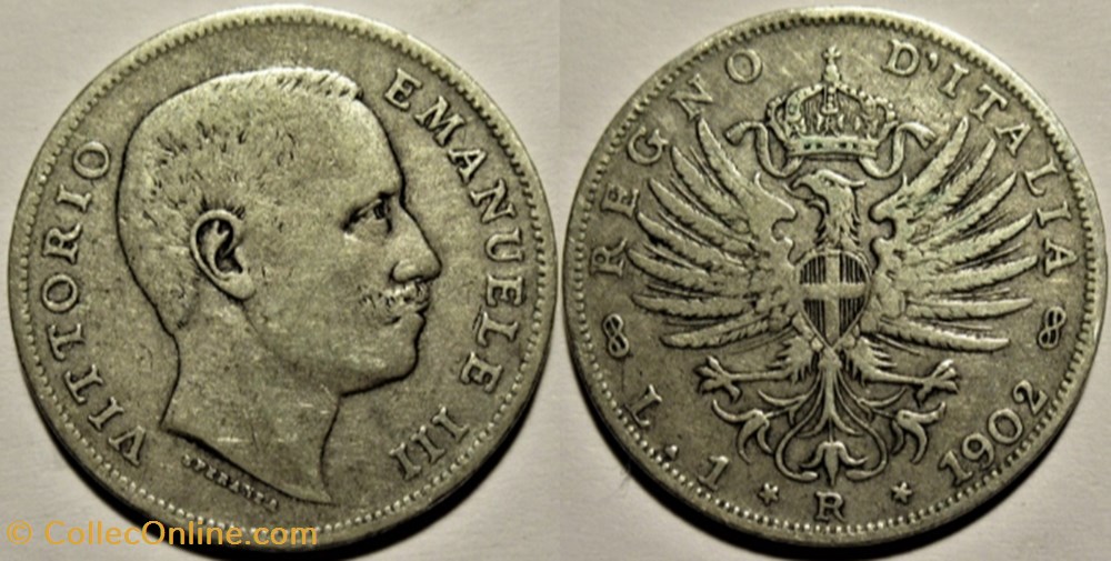 1902 Regno d'Italia, Lira, Roma - Vittorio Emanuele III monnaies monde italie 1902 regno italia lira roma vittorio emanuele iii