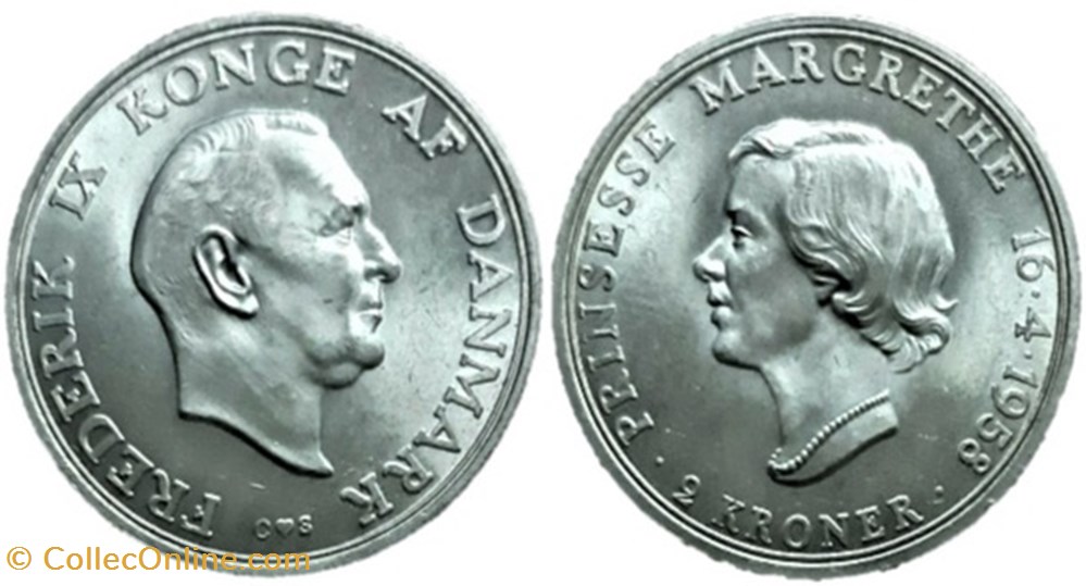 Frederik IX & Margrethe of Denmark - 2 Kroner 1958 - Princess birthday monnaies monde danemark frederik ix margrethe of denmark 2 kroner 1958 princess birthday