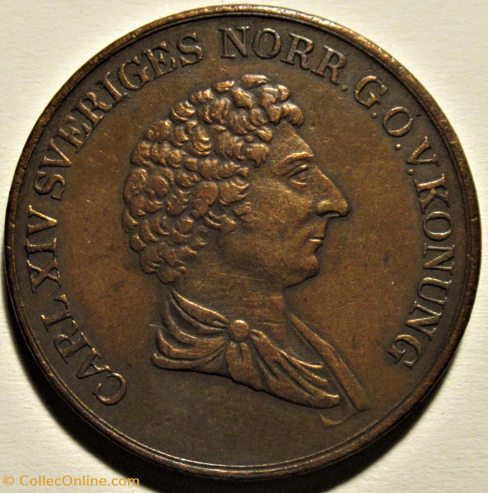 Sweden - Karl XIV Johan - 1 Skilling Banco 1836 2 monnaies monde suede sweden karl xiv johan 1 skilling banco 1836
