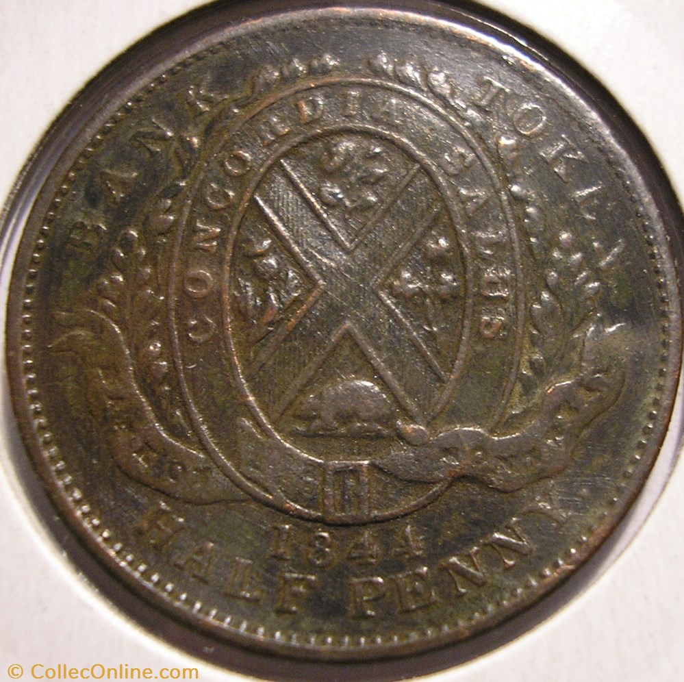 monnaie monde canadum montreal 1844 half penny token bank canadian province